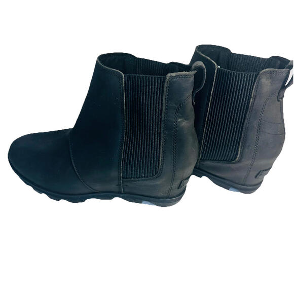 SOREL Boots 9 JOAN OF ARCTIC II CHELSEA Hidden Wedge Lug Black Ankle Waterproof - Picture 4 of 8